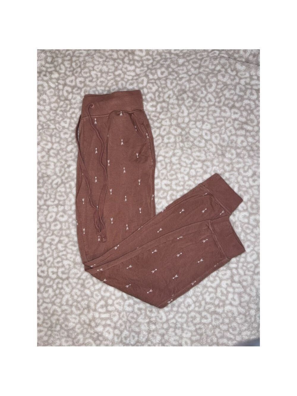Women's Thread + Supply Brown & White Arrow Print Joggers S